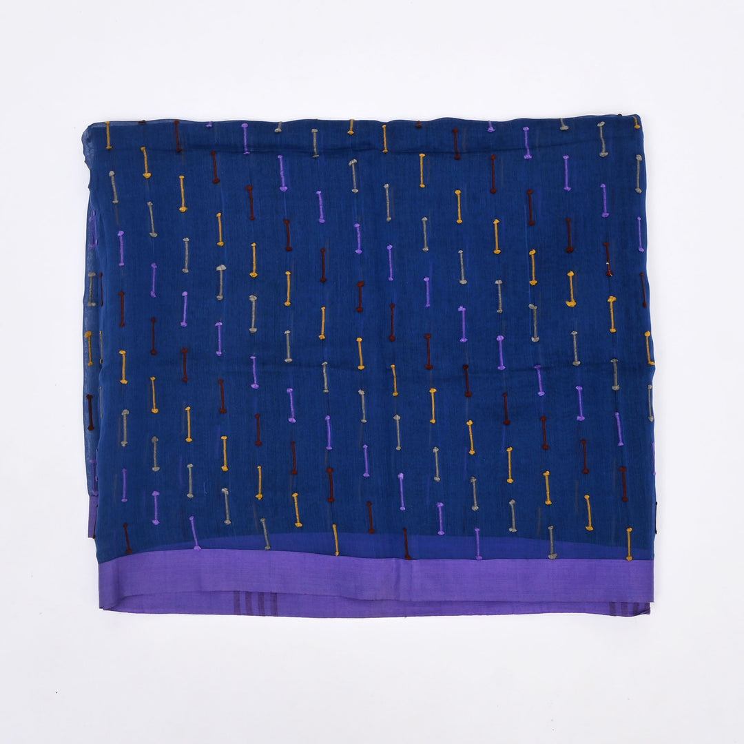 Royal Blue Cotton-Silk Dupatta – Luxe Comfort with Classic Craftsmanship