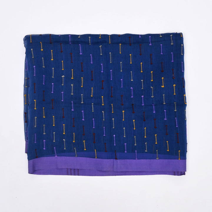 Royal Blue Cotton-Silk Dupatta – Luxe Comfort with Classic Craftsmanship
