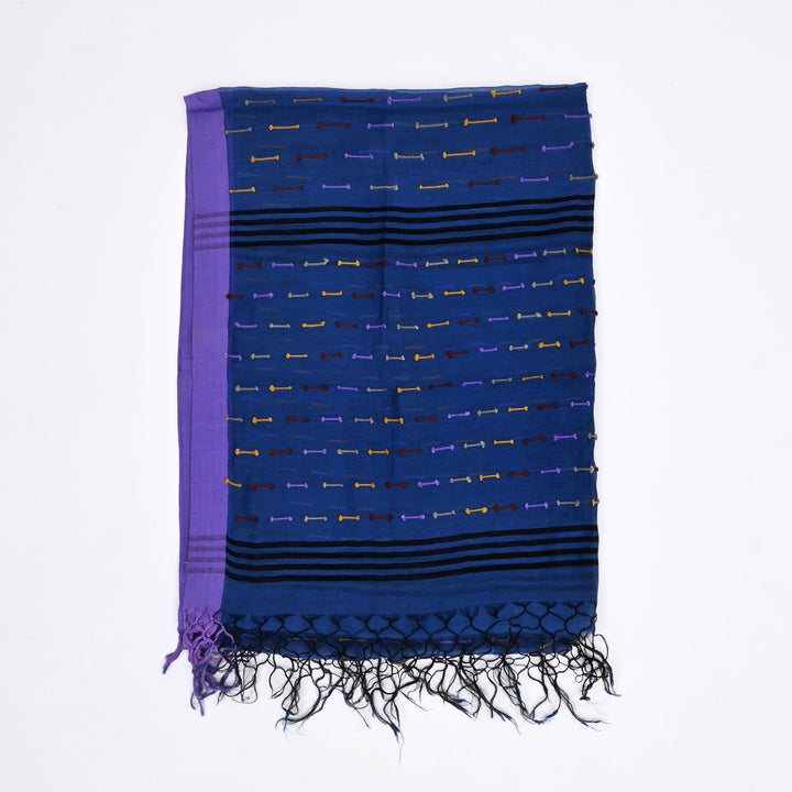 Royal Blue Cotton-Silk Dupatta – Luxe Comfort with Classic Craftsmanship