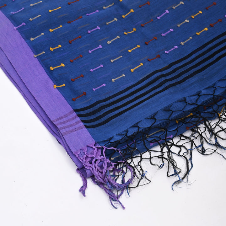 Royal Blue Cotton-Silk Dupatta – Luxe Comfort with Classic Craftsmanship