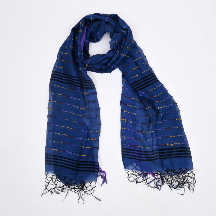 Royal Blue Cotton-Silk Dupatta – Luxe Comfort with Classic Craftsmanship
