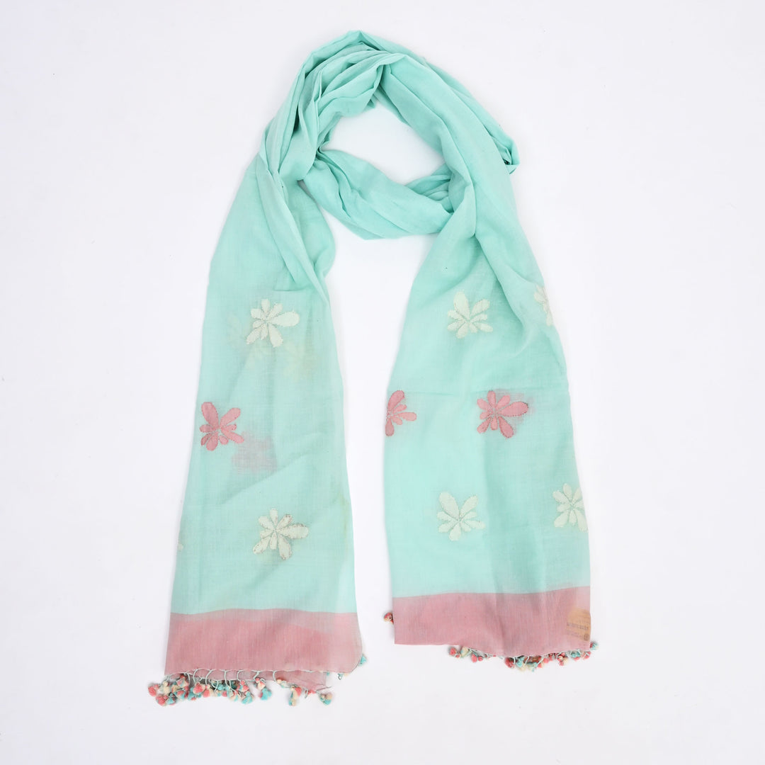Light Green Pure Cotton Handloom Dupatta