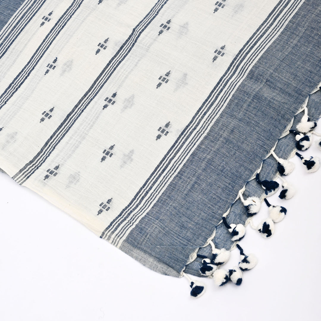 100% Cotton Jamdani Stole – A Legacy of Woven Artistry