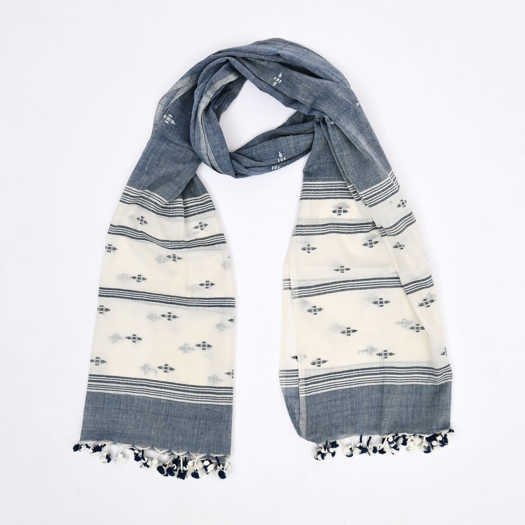100% Cotton Jamdani Stole – A Legacy of Woven Artistry