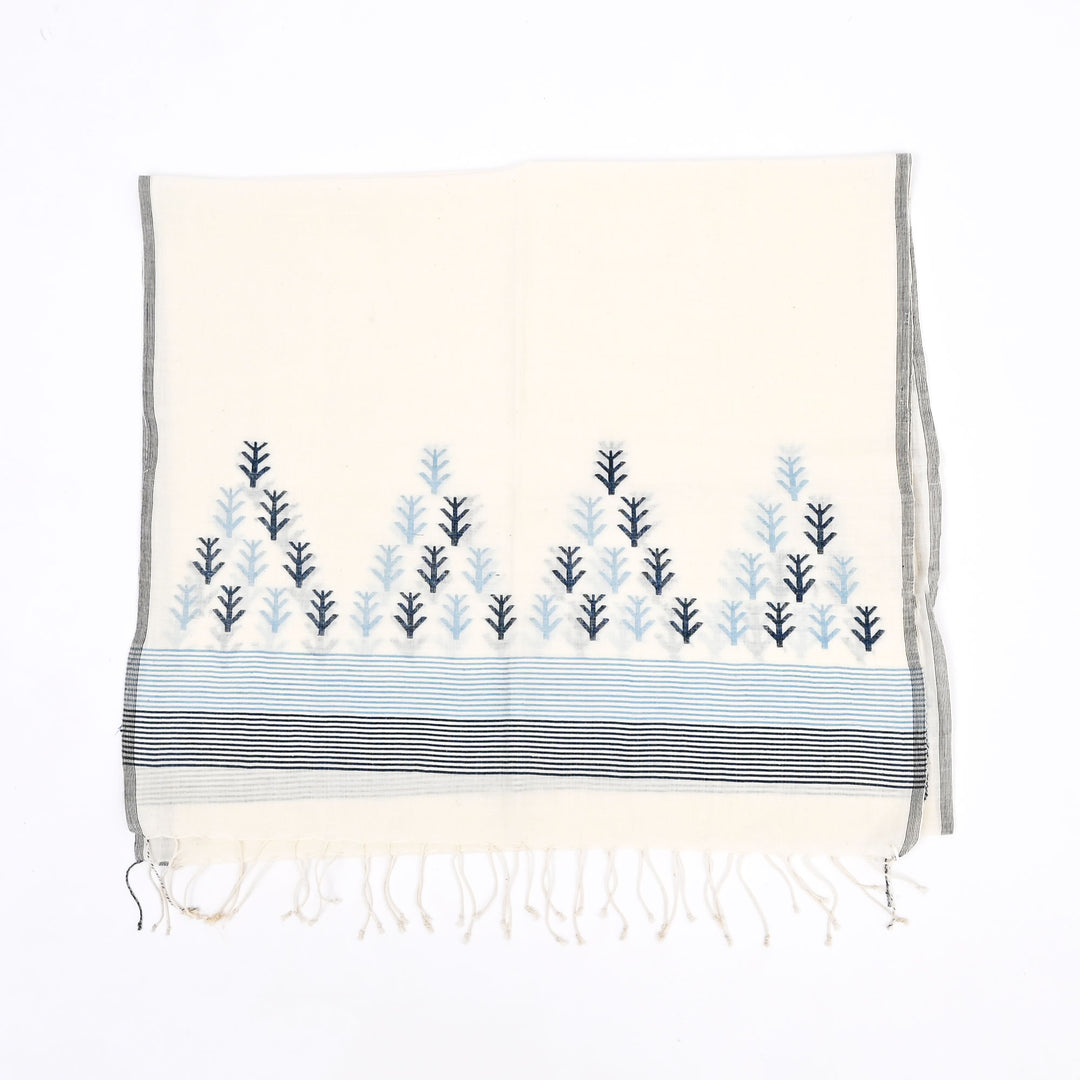 Handspun Cotton Jamdani Stole – Sustainable Style with Timeless Grace