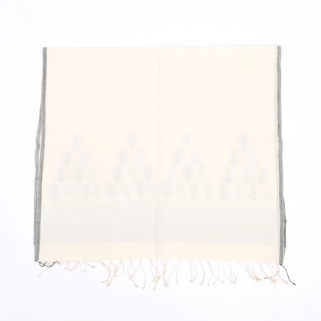 Handspun Cotton Jamdani Stole – Sustainable Style with Timeless Grace
