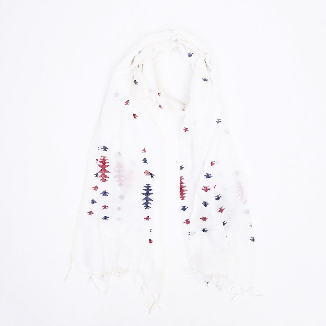 White Cotton Handwoven Jamdani Stole