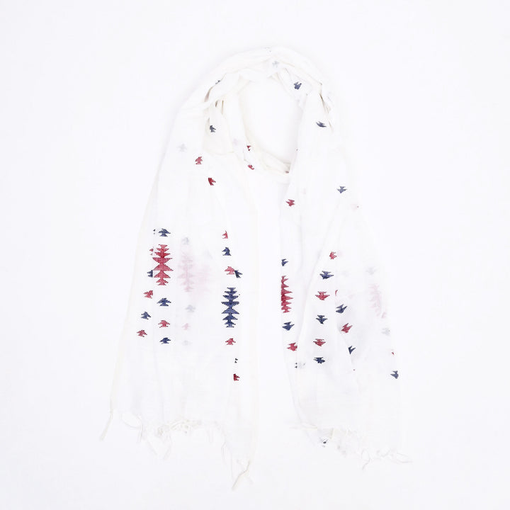 White Cotton Handwoven Jamdani Stole