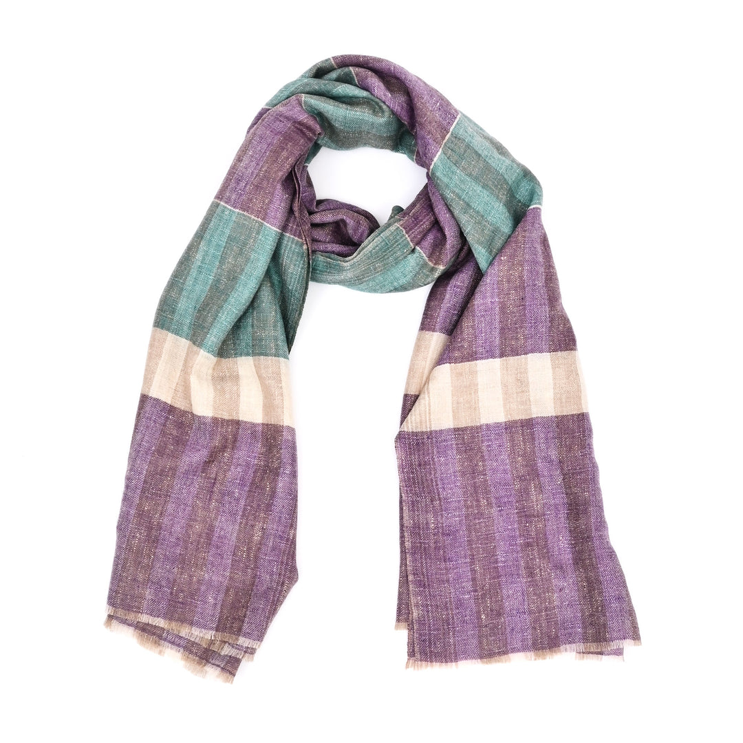 Handloom Pashmina Shawl – Cheackdar Design in Blue and Purple