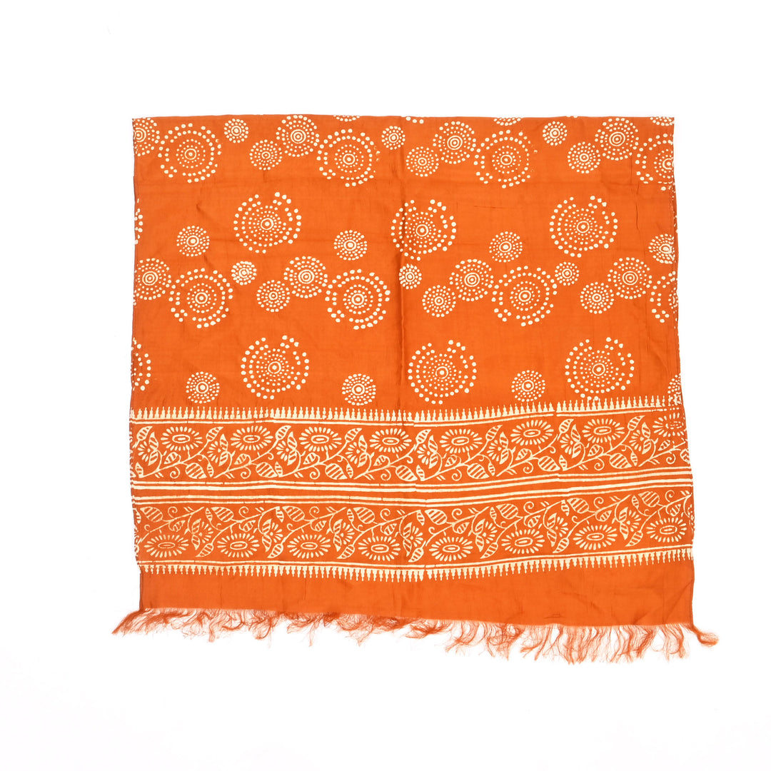 Orange Printed Silk Dupatta – Pure Silk