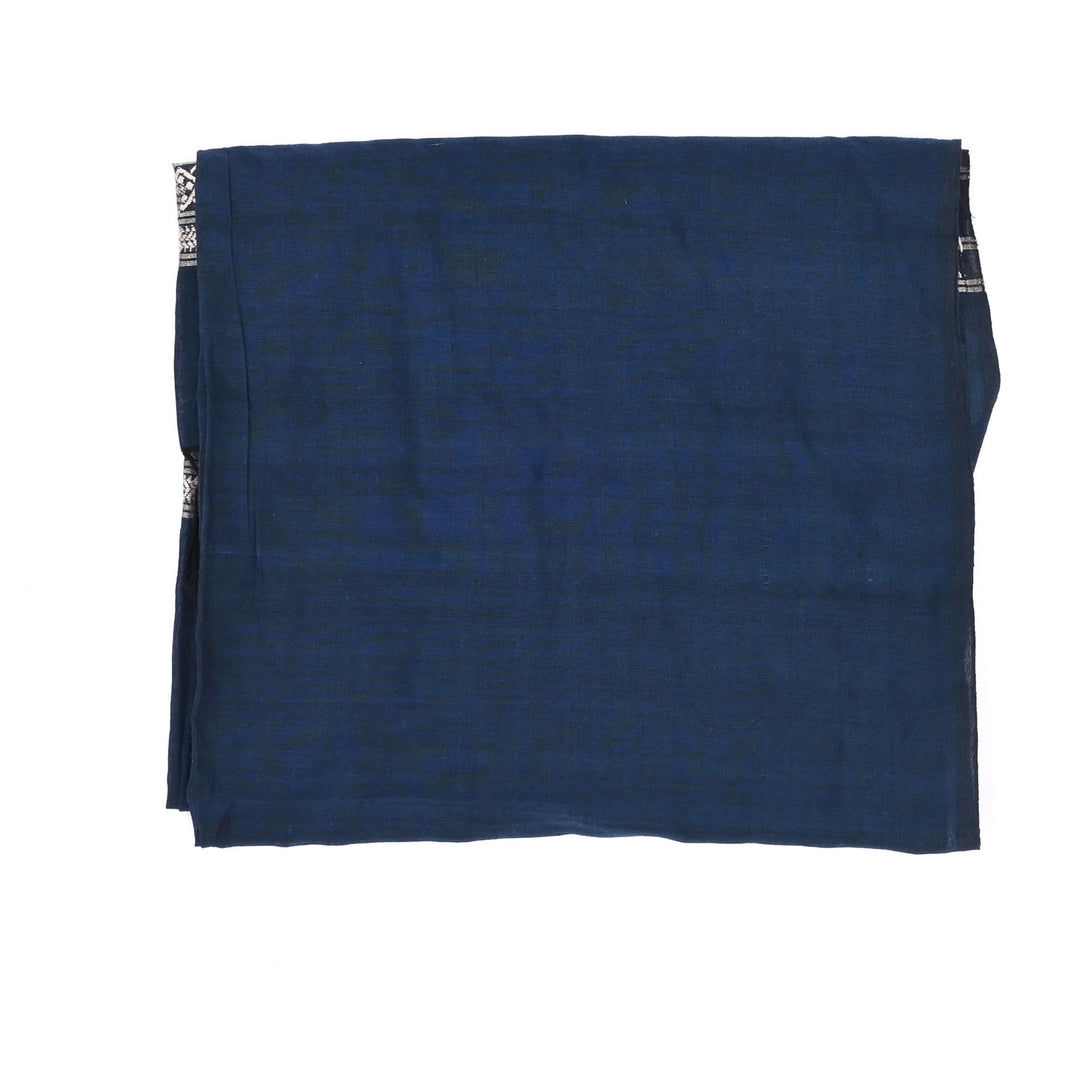 Indigo Cotton Baluchari Stole – Woven Heritage Elegance