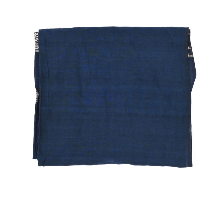 Indigo Cotton Baluchari Stole – Woven Heritage Elegance
