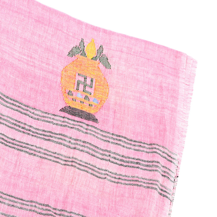 Handwoven Cotton Stole with Traditional Uttarakhand Designs