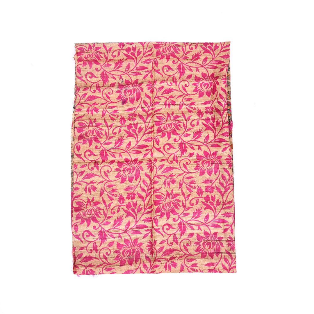 Artisan Handloom Silk Stole with Madhu Bani & Floral Motifs