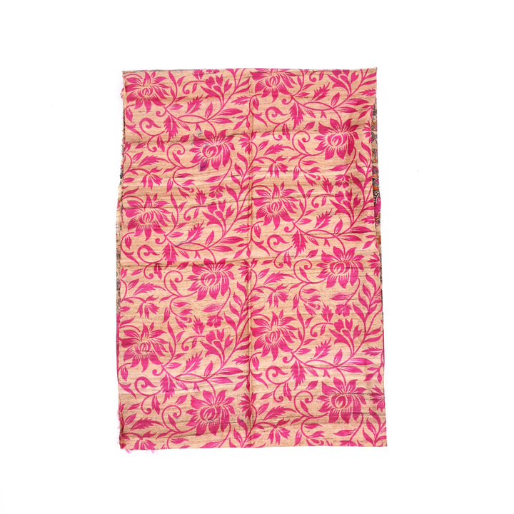 Artisan Handloom Silk Stole with Madhu Bani & Floral Motifs