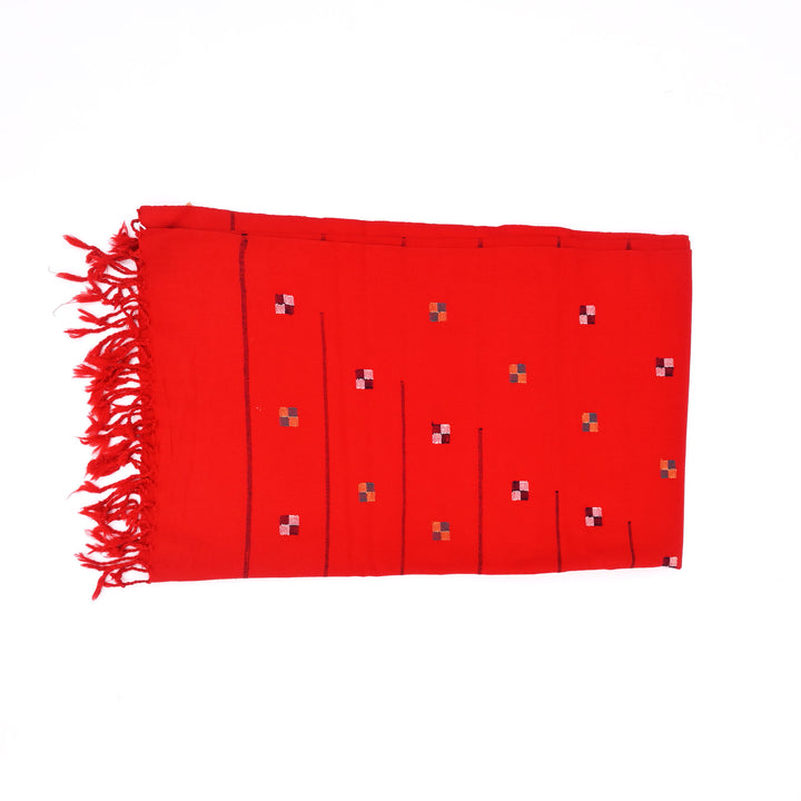 Red Multicolor Handwoven Merino Wool Stole