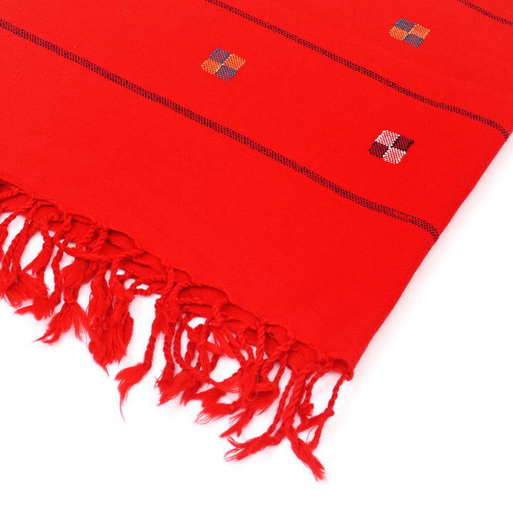 Red Multicolor Handwoven Merino Wool Stole