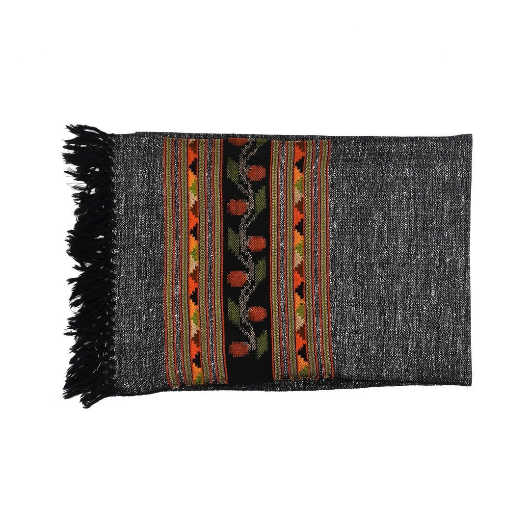 Mulberry Silk Wool Stole – Black & White