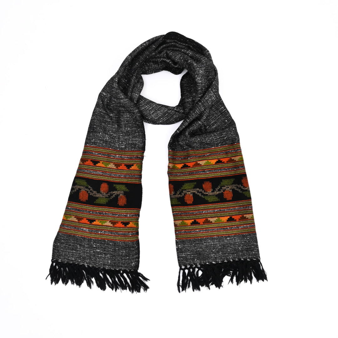 Mulberry Silk Wool Stole – Black & White