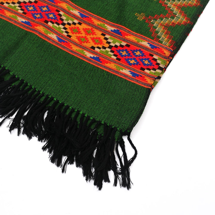 Woolen Shawl with Pattu Bale All Over Border – Electric Green