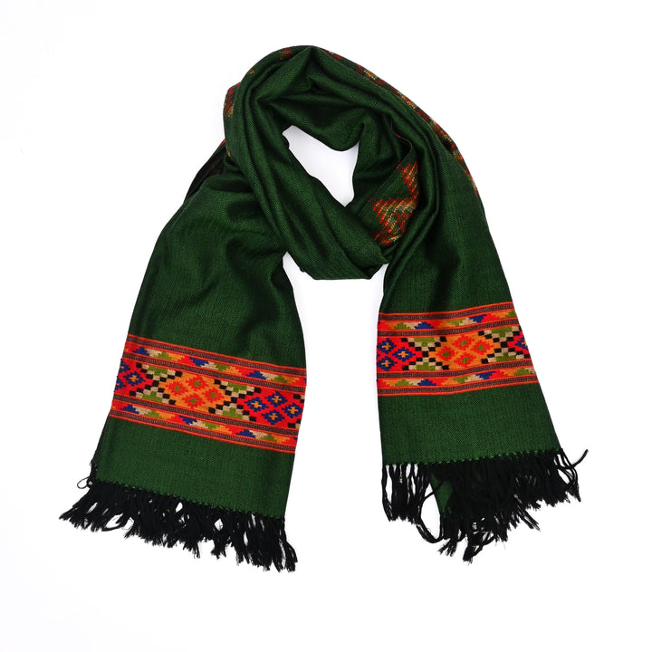 Woolen Shawl with Pattu Bale All Over Border – Electric Green