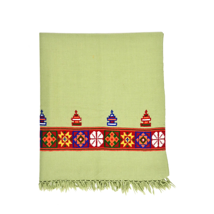 Green Multicolor Handwoven Sheep Wool Shawl