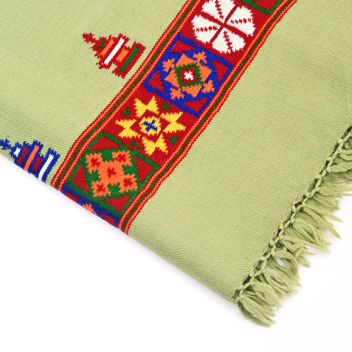 Green Multicolor Handwoven Sheep Wool Shawl