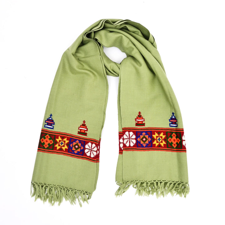 Green Multicolor Handwoven Sheep Wool Shawl