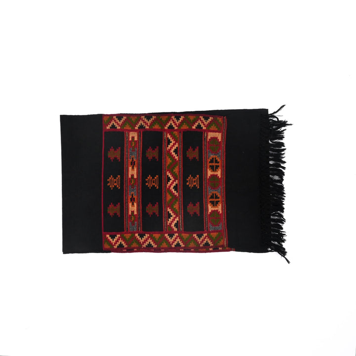 Handwoven Kullu Pashmina Wool Muffler – Classic Black