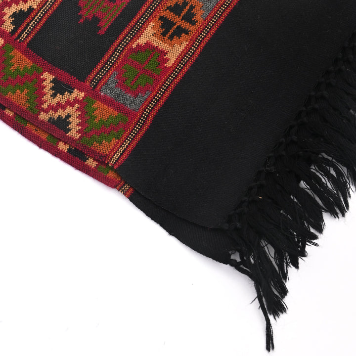 Handwoven Kullu Pashmina Wool Muffler – Classic Black