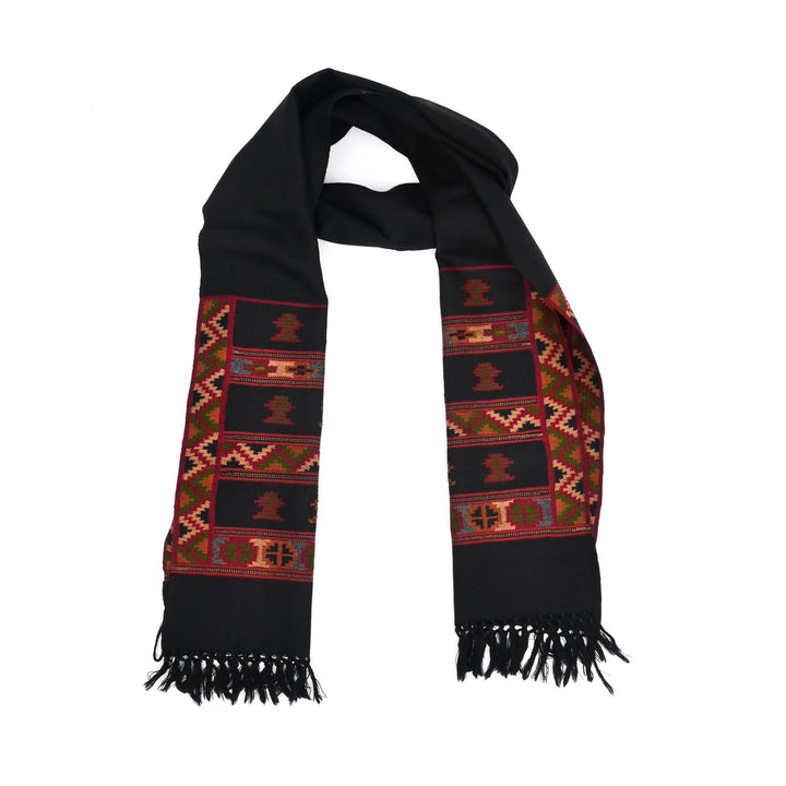 Handwoven Kullu Pashmina Wool Muffler – Classic Black
