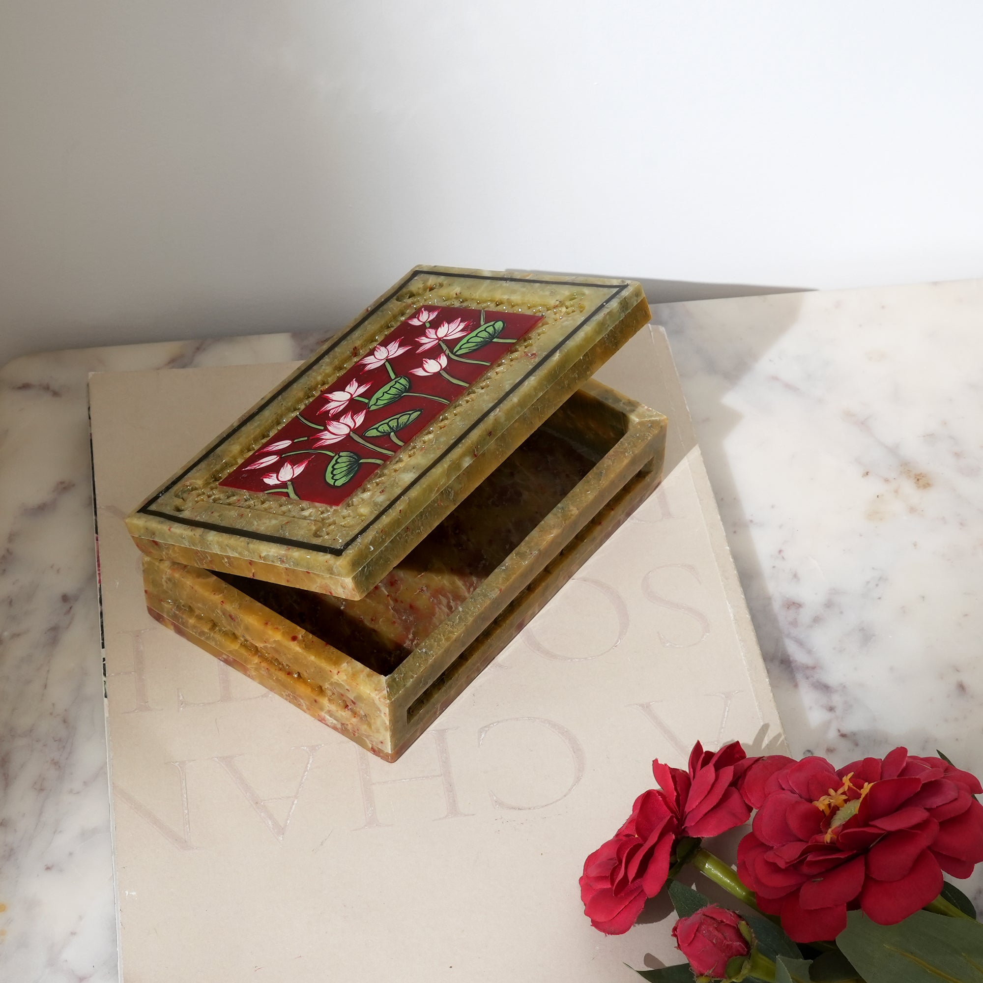 Soapstone Carved Jali Box(Large)