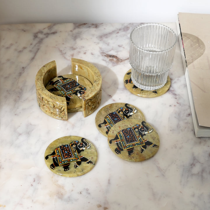 Handcrafted Elephant Coaster Set of 6