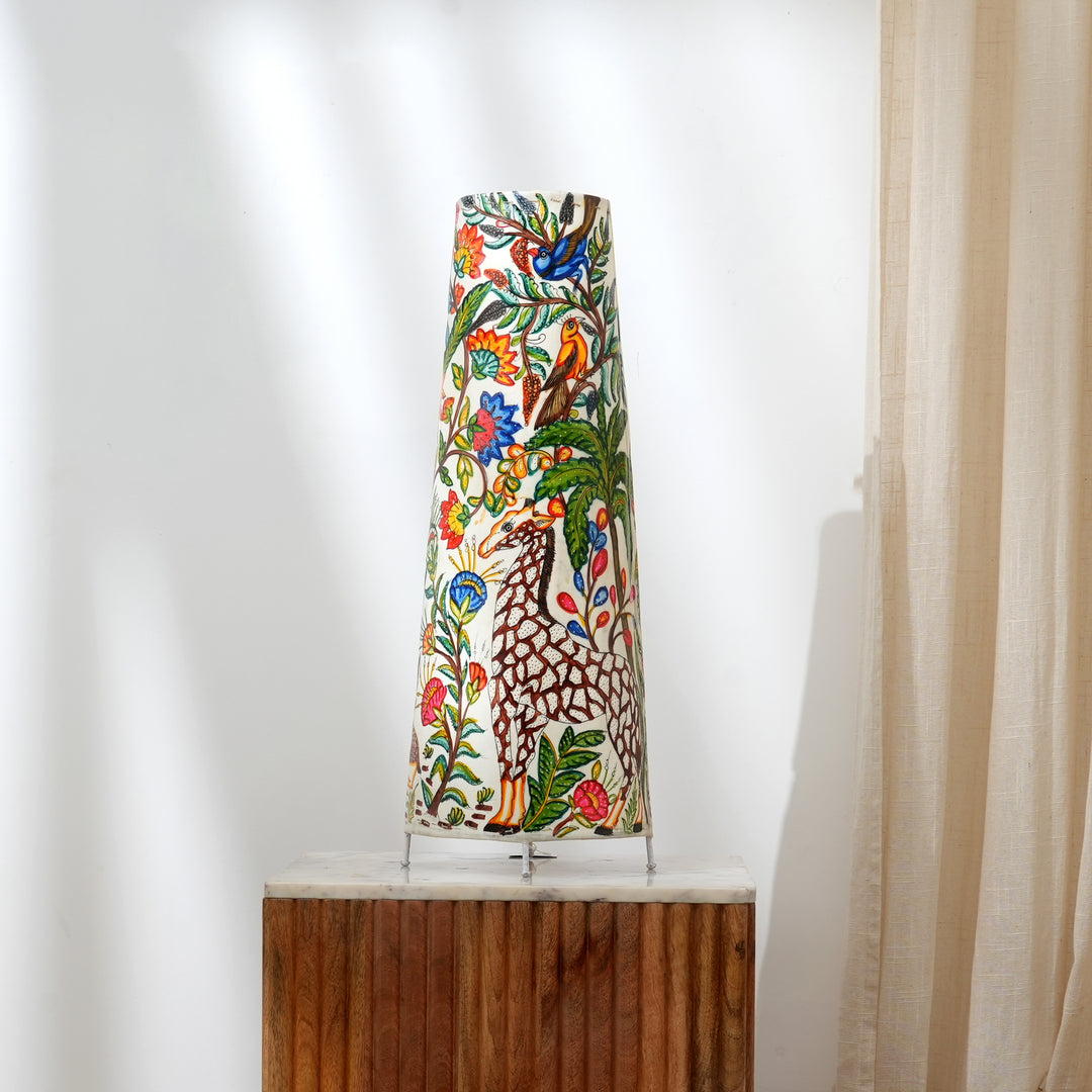 Leather Round Floor Lamp - Handcrafted Glow