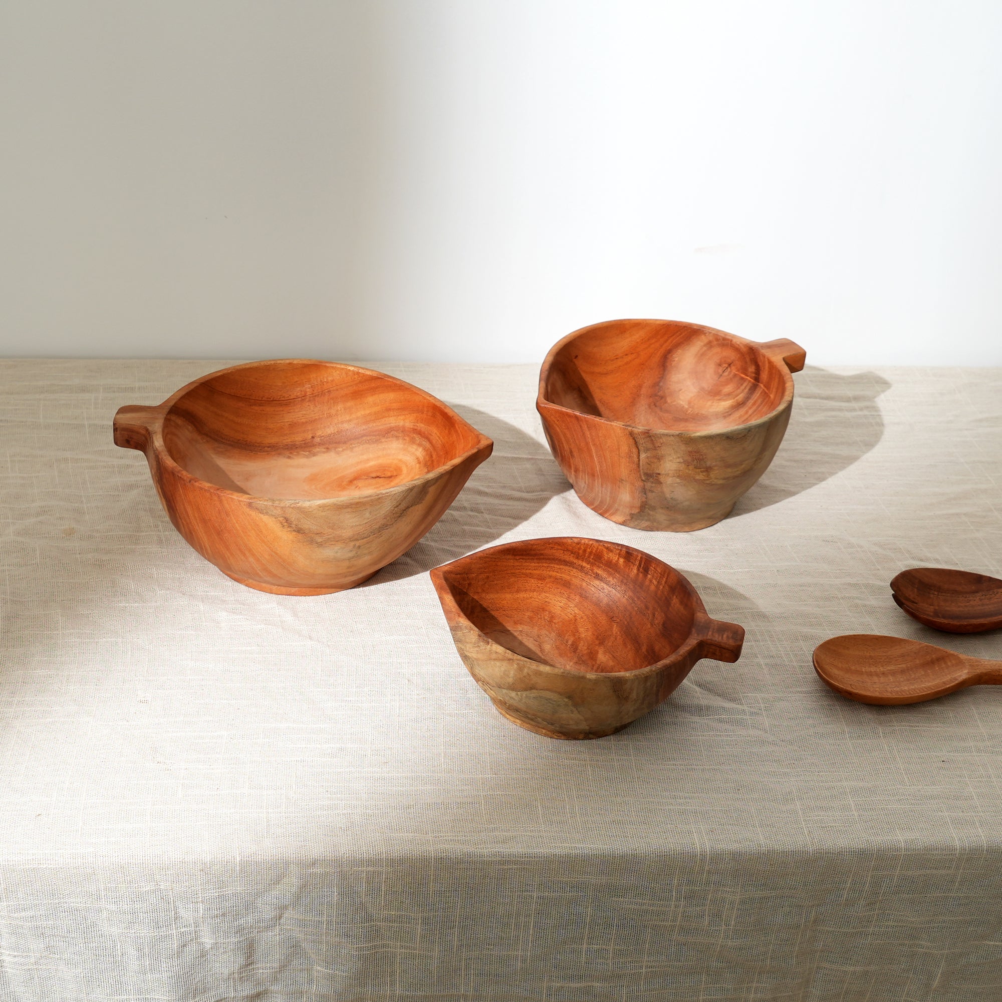 Handcrafted Neem Wood Serving Bowl | Natural Finish | 22 × 17 × 10