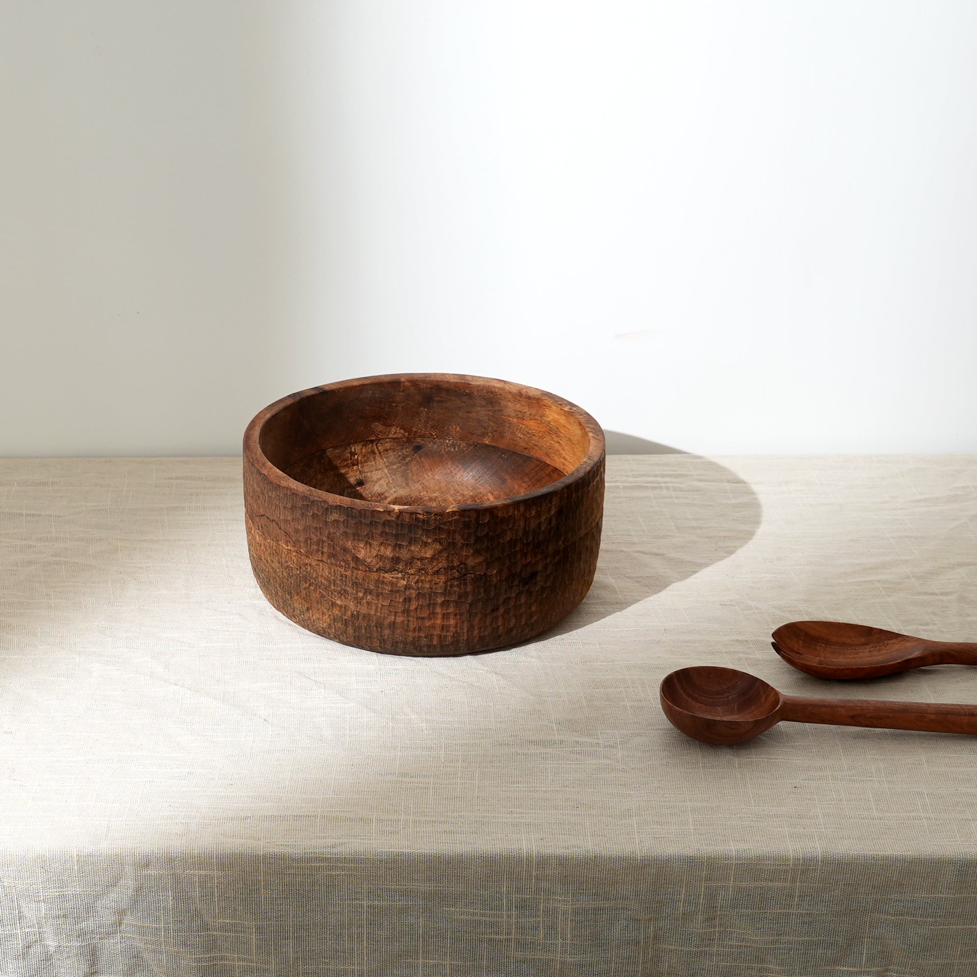 Handcrafted Neem Wood Serving Bowl | 25 × 25 × 12 cm