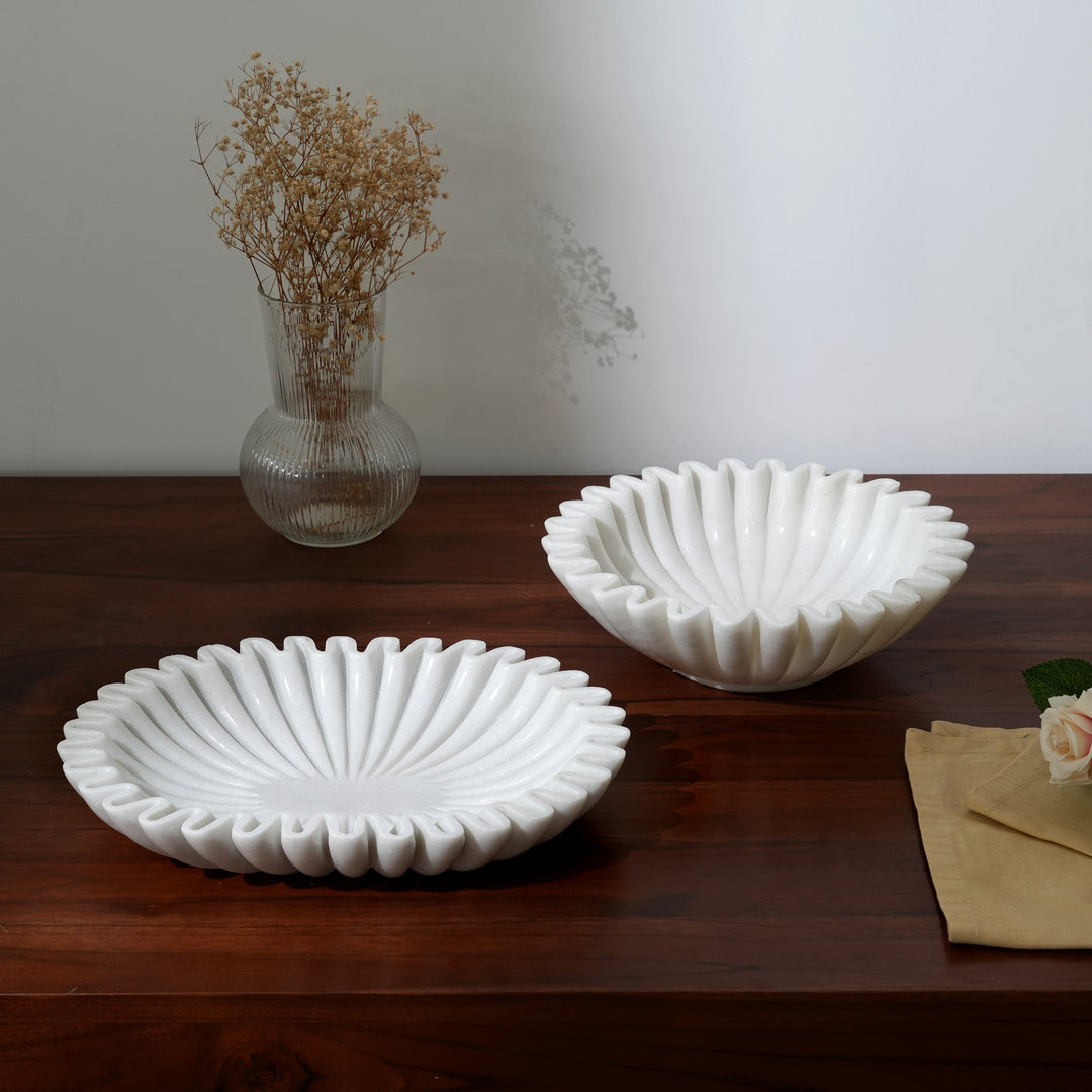 Handcrafted Marble Decorative Urli Bowl | White