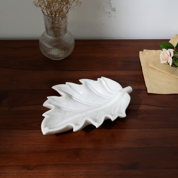 Handcrafted Marble Urli Leaf Tray