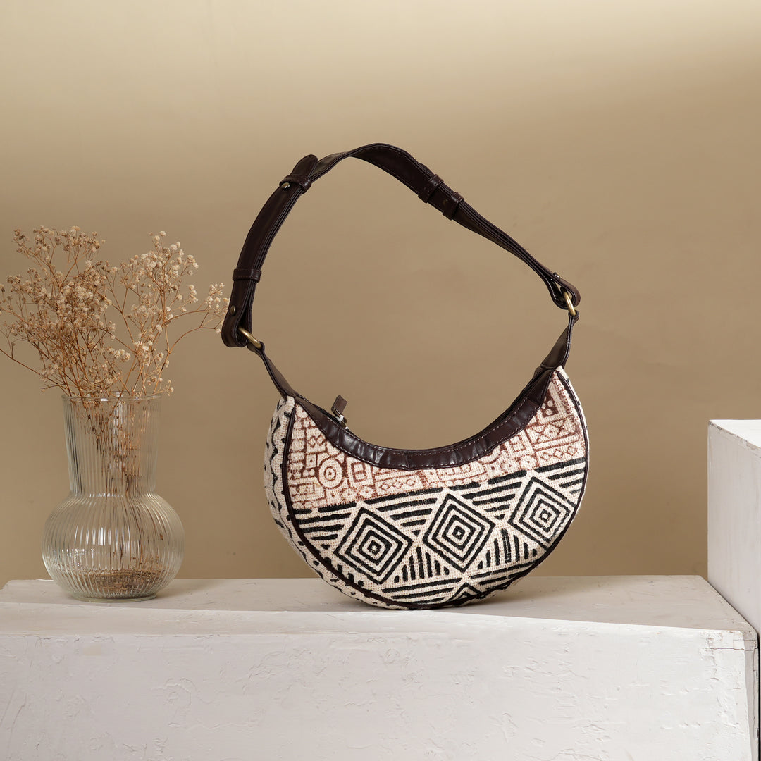 Handcrafted Zigzag Half Moon Sling Bag