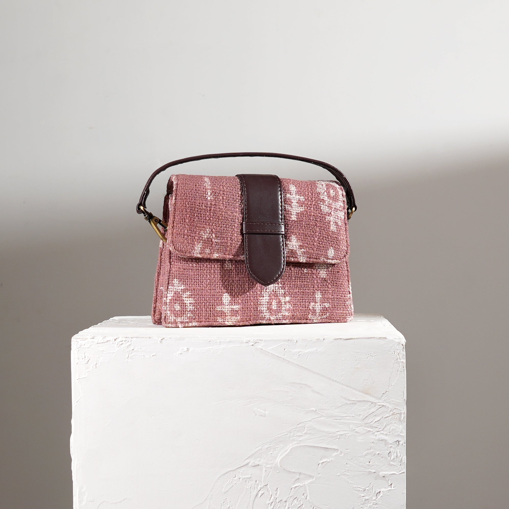 Handcrafted Floral Block Print Short Sling Bag