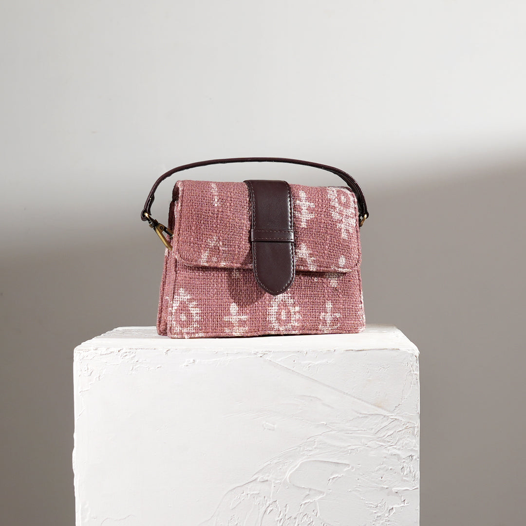Handcrafted Floral Block Print Short Sling Bag