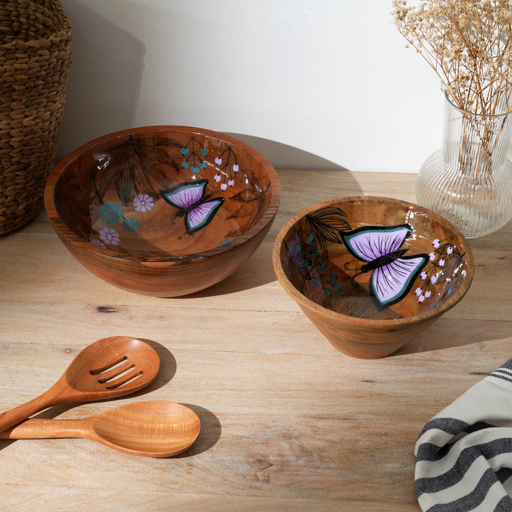 Hand-Painted Bowl – Butterfly & Floral Design