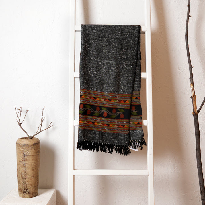 Mulberry Silk Wool Stole – Black & White