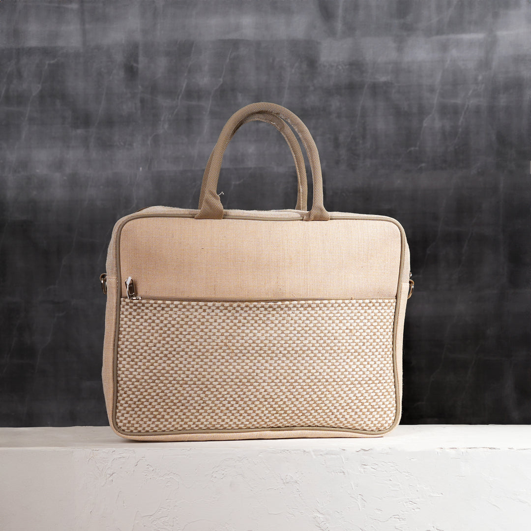 Premium Jute Cotton Office Bag – Beige