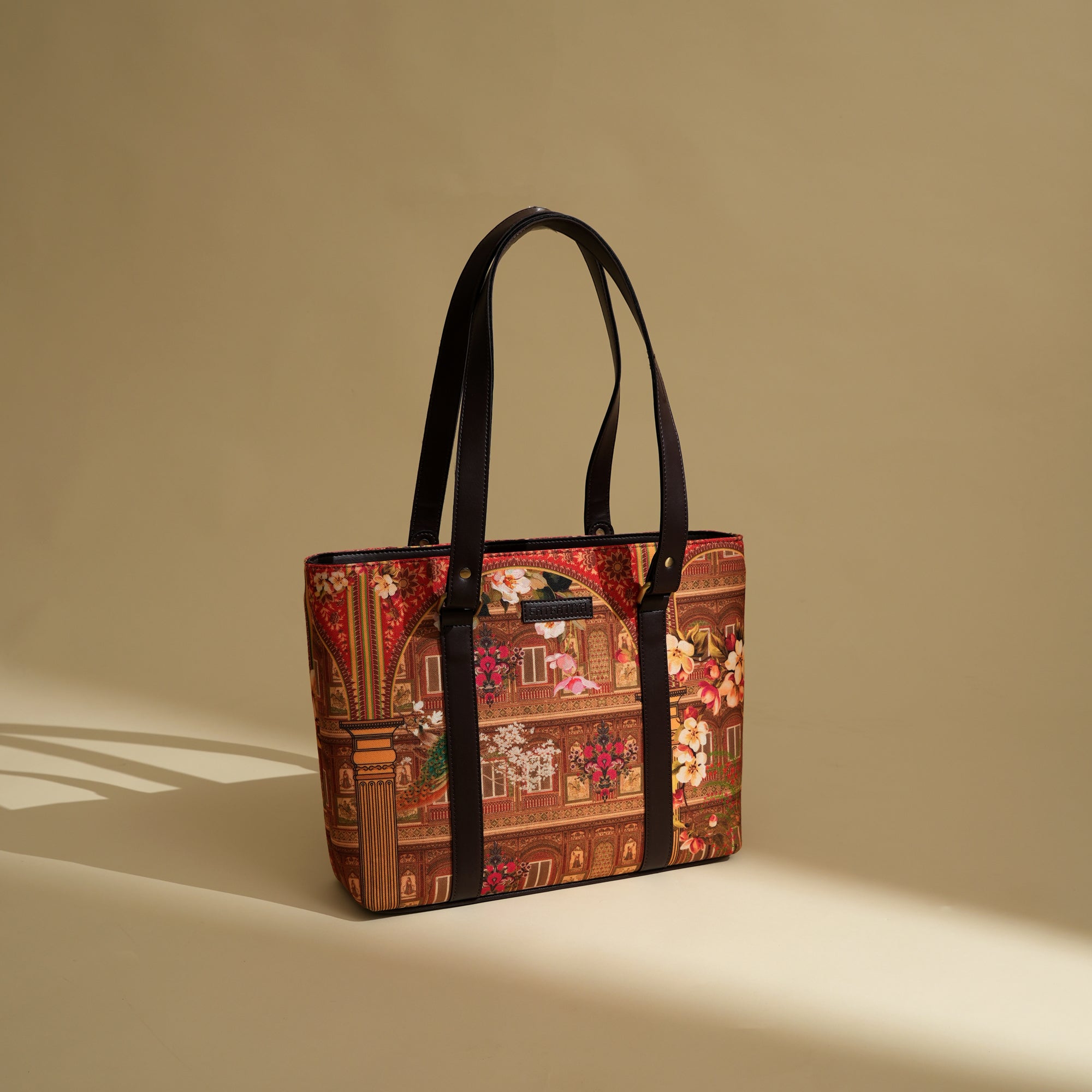 Artisan Royal Palace Tote Bag with Peacock & Floral Print