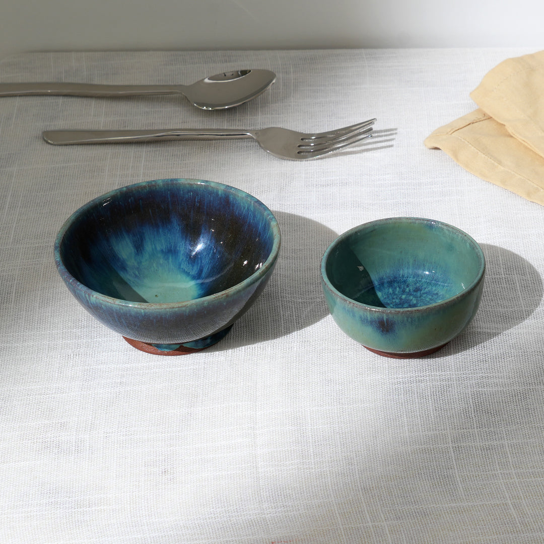 Handmade Terracotta Serving Bowl – Glossy Green Glazed Earthenware