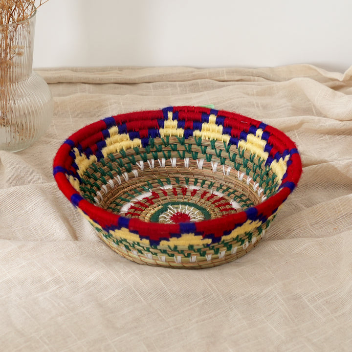 Handwoven Pine Needle Basket for Fruit and Food Display