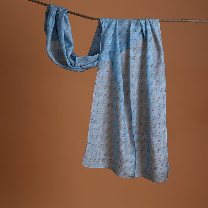 Sanganeri Handblock  Print Silk-Cotton Stole