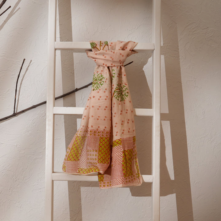 Contemporary Handblock Print Silk-Cotton Stole