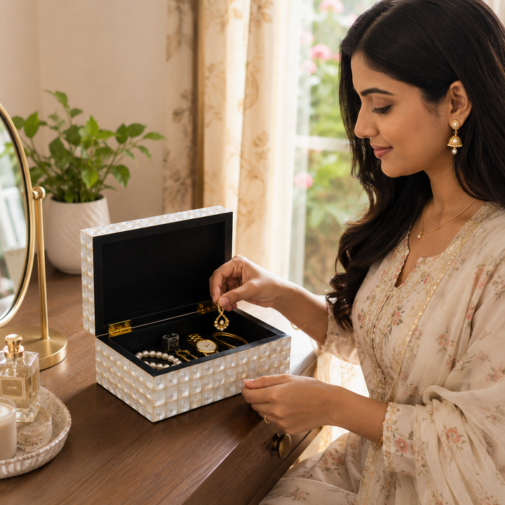Handcrafted Shell & Resin Decorative Storage Box